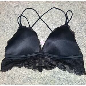 PINK Victoria's Secret Push Up Bra Wireless Womens Size Large Black Lace